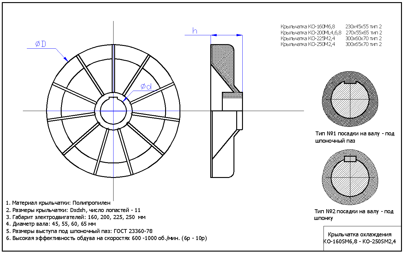 Чертеж крыльчатки