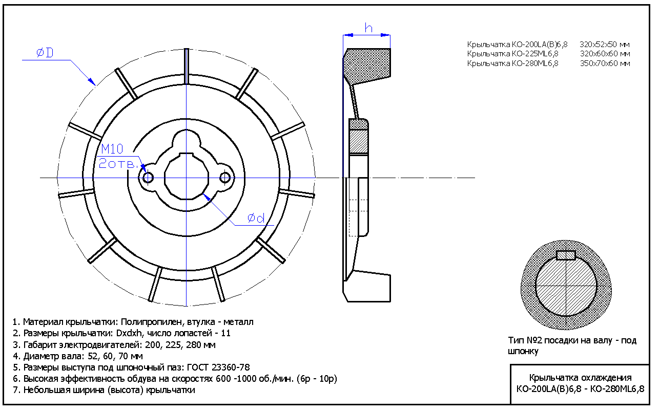 Чертеж крыльчатки