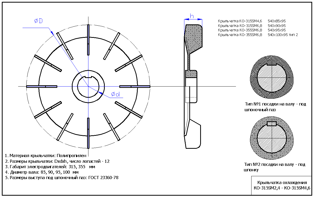 Чертеж крыльчатки