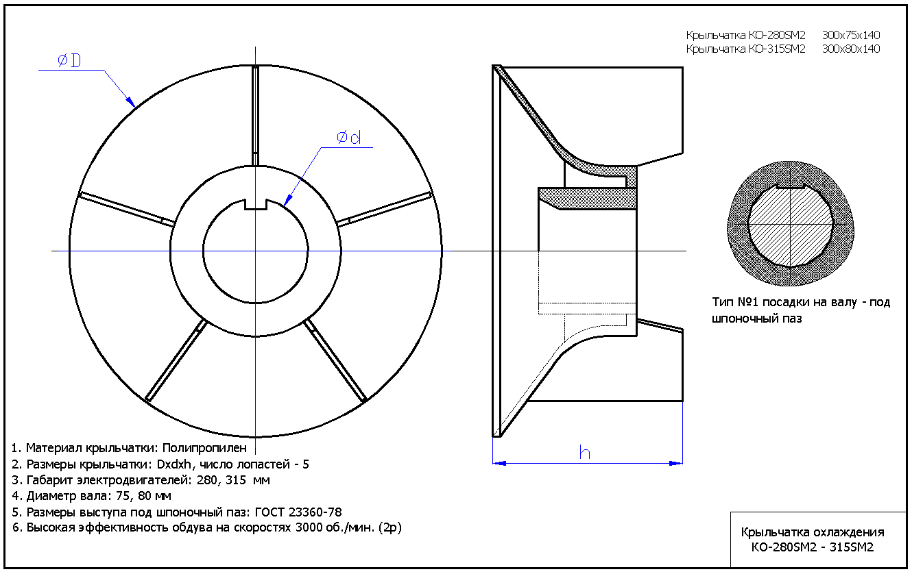 Чертеж крыльчатки