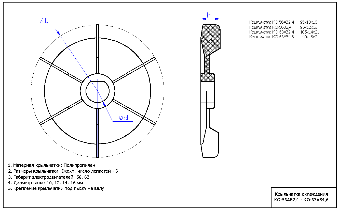 Чертеж крыльчатки